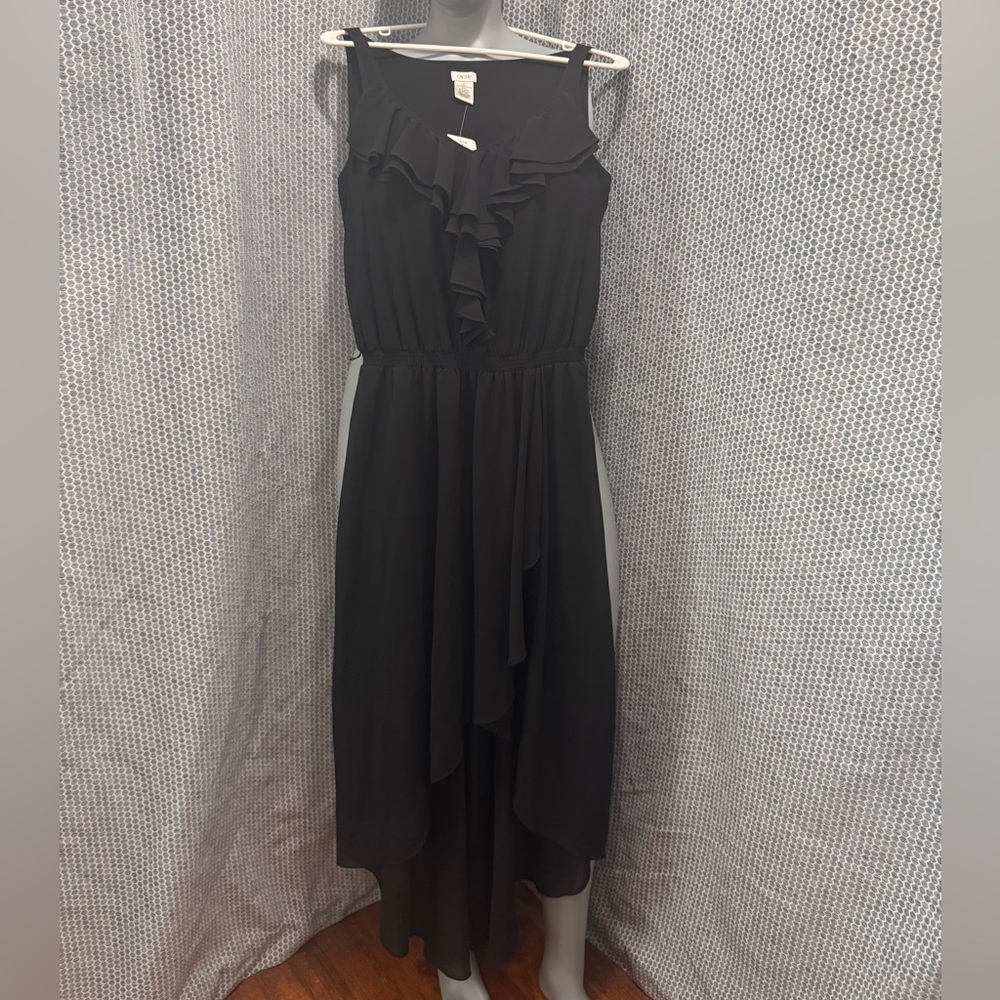 Cache Black High Low Ruffle Dress
